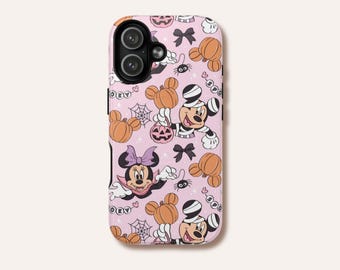 Pink Spooky Mouse Treats Phone Case | Halloween Pumpkin Character | iPhone Samsung Pixel