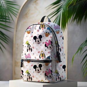 Pink Checkered Mickey & Friends Inspired Backpack | Back To School Bag | Kids Backpack | Travel Bag | Trip Backpack | Park Bounding