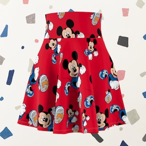 Roter Mickey In Seinen Laufschuhen Inspirierter Laufrock | Magischer Themen-Laufrock | Damen Skater Rock