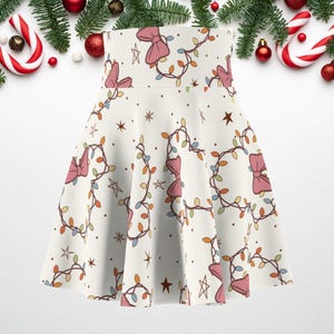Minnie Mouse Head Christmas Lights Inspired Running Skirt | Magical Running Skirt | Christmas Inspired Skirt | Woman&#39;s Skater Skirt