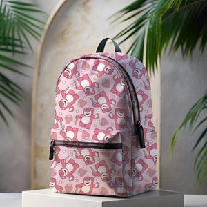 Pink Latso Strawberry Bear Inspired Backpack | Back To School Bag | Kids Backpack | Travel Bag | Trip Backpack | Park Bounding
