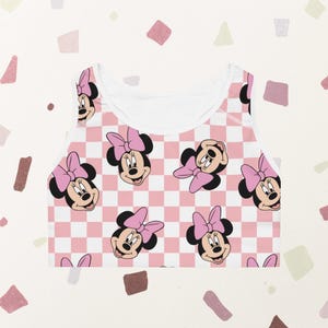 Pink Checkered Minnie Mouse Inspired Seamless Sports Bra | Magical Sports Bra | Women&#39;s Athletic Sports Bra