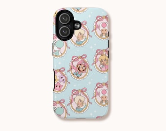 Funda para teléfono Mario Friends azul pastel / Doble capa, resistente a impactos / iPhone, Samsung y Pixel