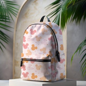 Pink And Orange Mouse Head Inspired Backpack | Back To School Bag | Kids Backpack | Travel Bag | Trip Backpack | Park Bounding