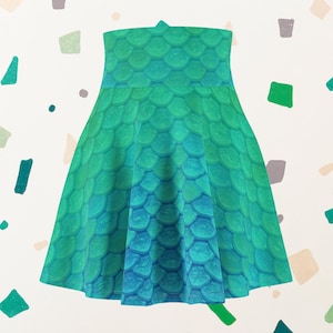 Blue And Green Mermaid Inspired Running Skirt | The Little Mermaid Inspired | Magical Themed Running Skirt | Women&#39;s Skater Skirt