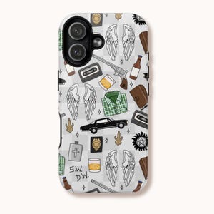 Funda para teléfono inspirada en Supernatural / Doble capa, resistente a impactos / iPhone, Samsung y Pixel