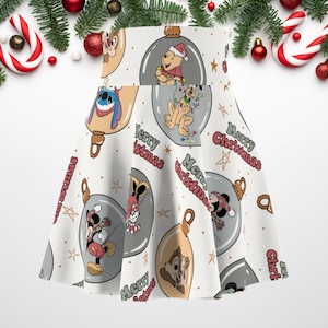 Christmas Mouse & Friends Running Skirt: Disney-Themed Skater Skirt