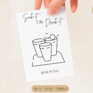 Beer Pong Sign Printable Download | Party Drinking Game Sign | College, Bachelor, Birthday, Wedding Reception Decor Game | Alcohol | NYE