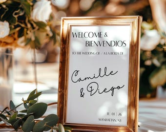 Zweisprachiges Englisch und Spanisch Hochzeit Willkommensschild | Zweisprachige Hochzeitsschild Vorlage (Digitaler Download)