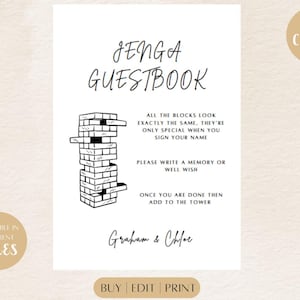 Wedding Jenga Guest Book Sign | Alternative Guest Book | Personal Wedding Keepsake | Wedding Jenga | Wedding Activity | Wedding Table Game