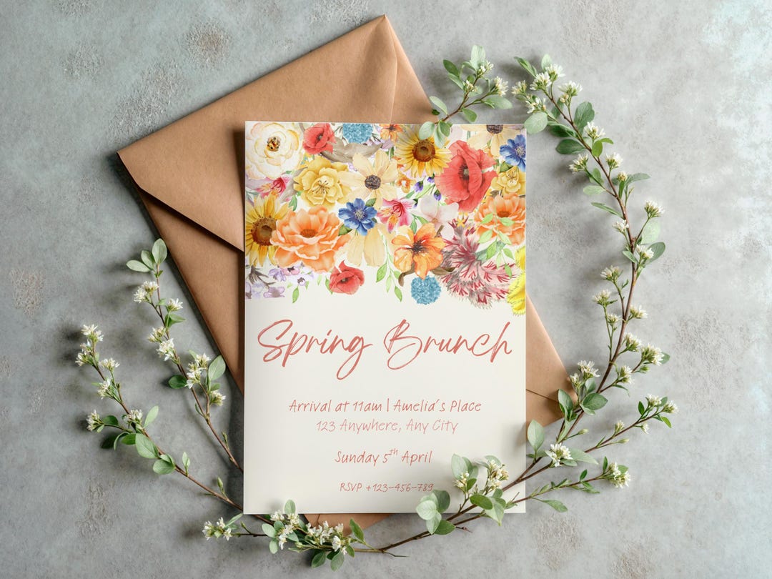 Spring Breakfast Invite Floral Spring Brunch Invitation Template | Spring Brunch Evite ...