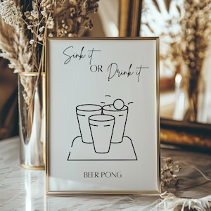 signe de fête de bière pong | Modèle de jeu à boire | Panneau de jeu à boire pour mariage (téléchargement numérique)