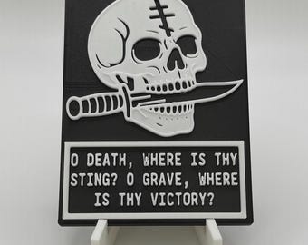 Orthodox Skull & Cross Magnet – “O Death, Where Is Thy Sting?” | Christian Fridge, Toolbox and Gym Magnet