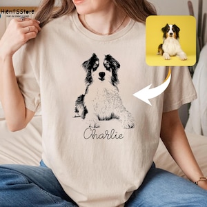 Custom Pet T-shirt with Your Pet&#39;s Photo, Personalized Pet Portrait, Custom Dog or Cat Shirt, Pet Lover Gift, Dog Lover Tee, Gift for Mom