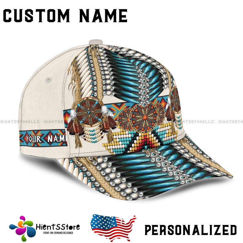 Custom Name Native American Feather Cap - Personalized Tribal Design ...