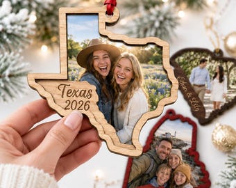 Custom State Wood Ornament, Personalized Picture Ornament Wood 2 Layer Ornament, Custom Photo Ornament, State-Themed Gift, State Pride Gift