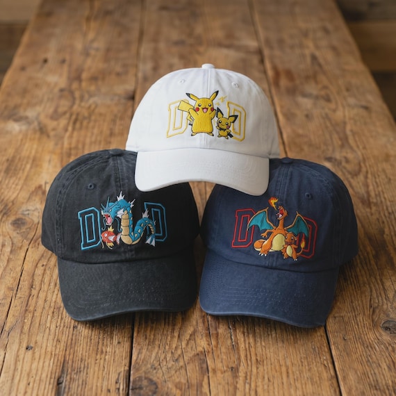 Personalized Dad Embroidered Hat, Custom PokeDad Cartoon Characters Cap, Family Matching Hat, Cute Dad Gift, Fathers Day Gift, Birthday Gift