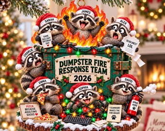 Personalized Dumpster Fire Response Team Acrylic 3D Ornament, Funny Dumpster Fire Ornament, Office Humor Employee Worker Gift, 3D Relief