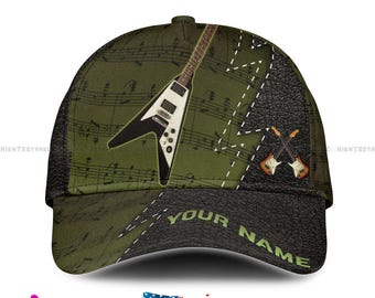 E-Gitarren-Gitarrenhut - personalisierte Musik-Baseballmütze für Männer - Geschenk für E-Gitarren-Musiker - verstellbare Trucker-Cap für Rockliebhaber