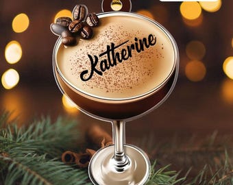 Personalized Espresso Martini Ornament, Espresso Martini Ornament, 2D FLAT Not 3D, Gift For Martini Drinkers, Gift for Hers, Bartender Gift