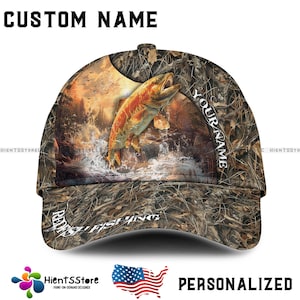 Custom Name Fishing Hat, Personalized Redfish Fishing  Hat – Personalized Name Camouflage Cap for Men fishing lover gift