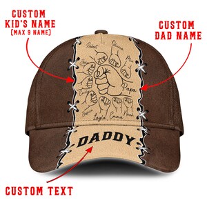 Benutzerdefinierte Name Vintage Dad Hat mit Kindernamen, personalisierte Fist Bump Papa Cap, rustikale Kartenmütze mit amerikanischer Flagge, Vatertagsgeschenk für Papa