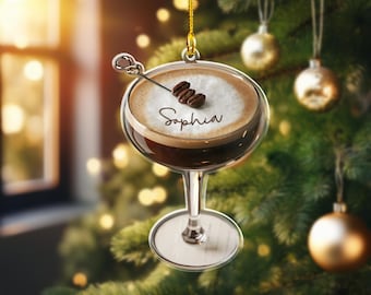 Personalized Espresso Martini Ornament, Espresso Martini Ornament, Holiday Ornament, Espresso Martini Gift, Cocktail Lover Gift