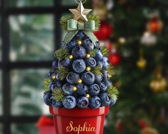 Personalisierte Blaubeer-Weihnachtsverzierung - Kundenspezifisches Acryl-Weihnachtsgeschenk für Blaubeer-Liebhaber, Obst-Enthusiasten, einzigartige Weihnachtsdekoration