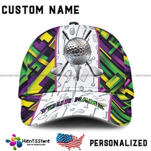 Benutzerdefinierte Name Bunte personalisierte Golfmütze, Namen Golfmütze für Männer, Trucker Mesh Snapback Geschenk, Golfliebhaber Mütze USA, helle Sport Baseballmütze