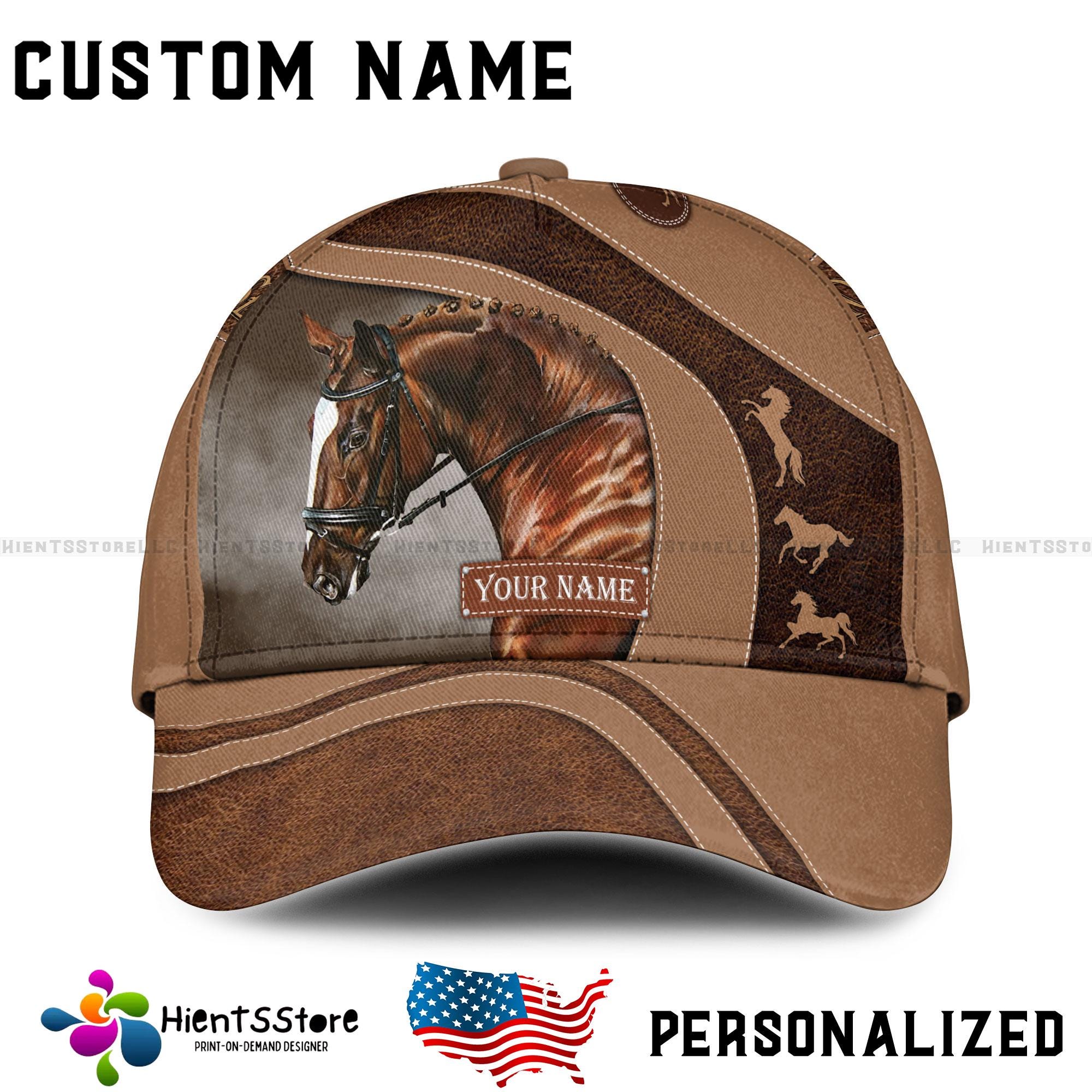 Custom Name Horse Lover Cap, Personalized 3D Printed Hat, Unique Equestrian Gift Customizable Horse Riding Hat, Perfect cap for Animal Lover