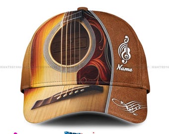 Custom Name 3D Print Baseball Cap for Music Lover, Perfect Unisex Gift for Teens & Men Personalized Gift Hat with Unique Design lover Giutar