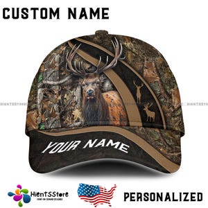 Custom Name Deer Hunting Baseball Cap - Personalized Name Hunting Camo Cap Gift Hat for Hunters, Gift for Hunters & Outdoorsmen