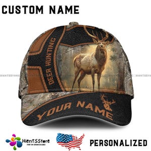 Casquette de chasse au chevreuil avec nom personnalisé pour homme - Casquette à motif camouflage avec nom personnalisé, cadeau de chasse en plein air pour chasseurs, casquette de camionneur réglable