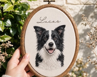 Personalized Dog Embroidery Hoop, Custom Pet Portrait Embroidery, French Bulldog Memorial Gift, Pet Lover Nursery Decor, Dog Name Art