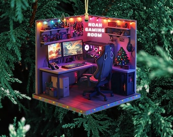 Personalized Gaming Room Ornament - 2D Flat Acrylic Christmas Decoration, Custom Gamer Ornament, Unique Holiday Decor for Gamers