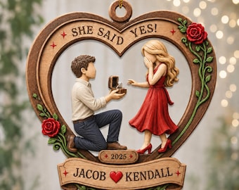 Personalized Couple Marriage Proposal Acrylic Ornament,First Christmas Engaged Ornament,Engagement Gift For Couple,Romantic Keepsake