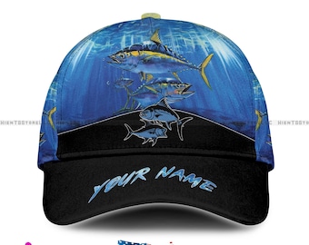 Custom Name Fishing Hat for Men – 3D Bass, Crappie, Tuna, or Striped Bass Design – Personalized Name Outdoor Cap – Fisherman Gift