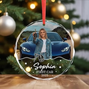 Personalized First Car Ornament 2025, Custom Photo New Car Ornament, Funny Gift for New Driver, Drivers Permit Ornament, Drivers License