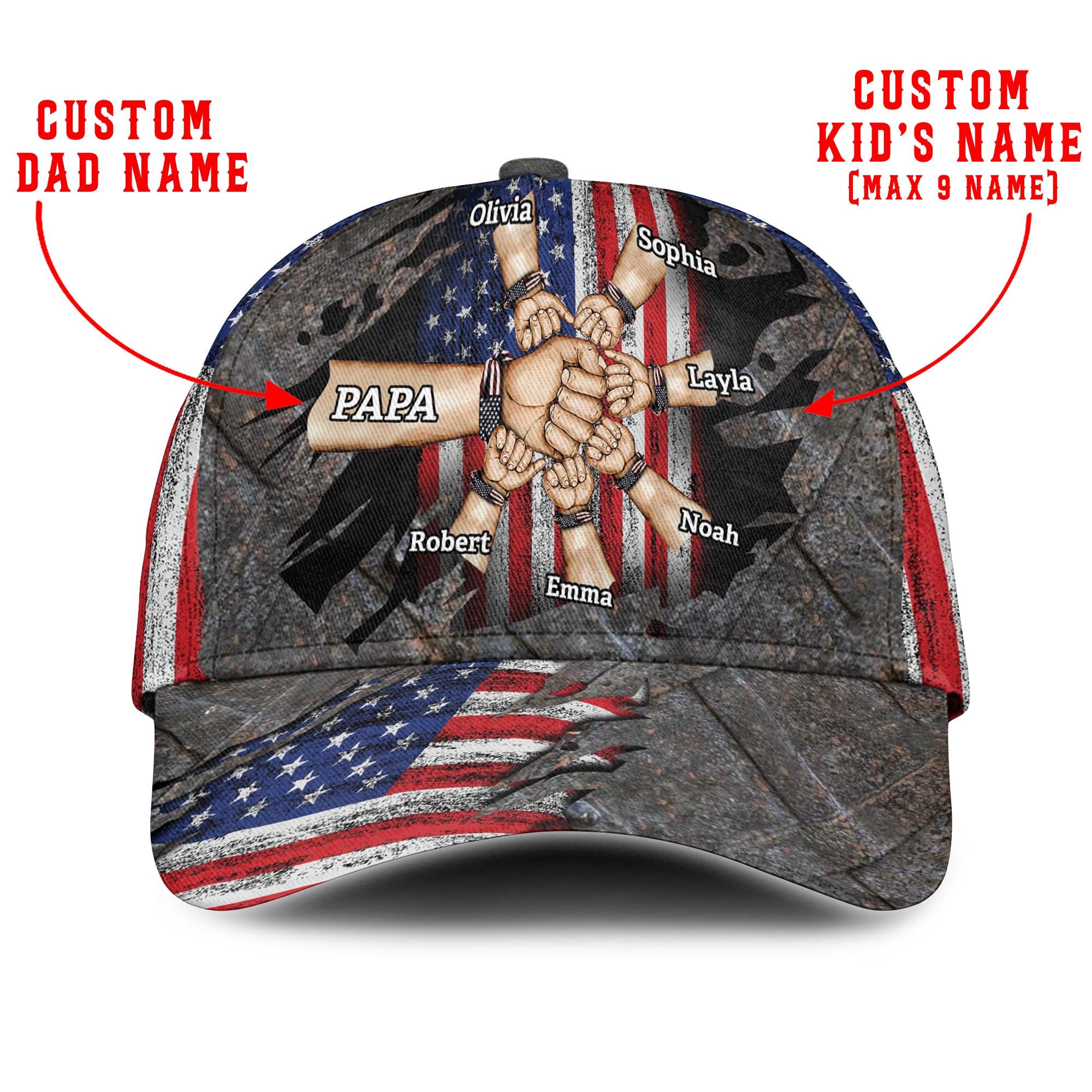 "Best Dad Ever" American Flag Baseball Cap - Adjustable Cotton Embroidered Hat - Father's Day Birthday Gift For Papa - View #5