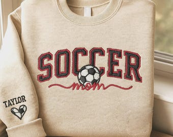 Custom Soccer Mom Embroidered Sweatshirt, Mom Soccer Sweater, Soccer Mama Shirt, Gift for Soccer Mom, Fall Soccer Season Shirt
