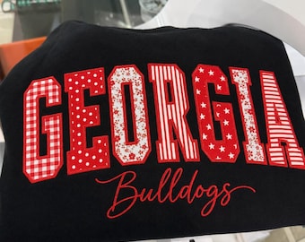 Custom Sports Team Embroidered Sweatshirt, Patchwork Applique Embroidered Crewneck, Personalized Team Mascot Sweatshirt, School Spirit Gift