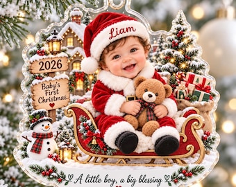 Personalized Baby’s First Christmas Ornament 2026, Custom Baby Name Acrylic Ornament, First Christmas Keepsake, Newborn Baby Gift