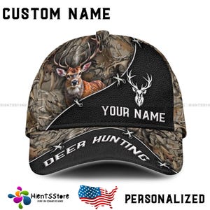 Custom Name Deer Hunting Baseball Cap - Personalized Name Hunting Camo Cap Gift Hat for Hunters, Gift for Hunters & Outdoorsmen