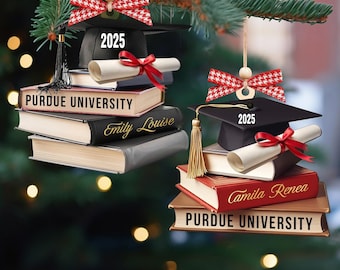Custom High School Graduation Gifts, Graduation Cap With Books Ornament, Class of 2024 Ornament, Custom Graduation Ornament
