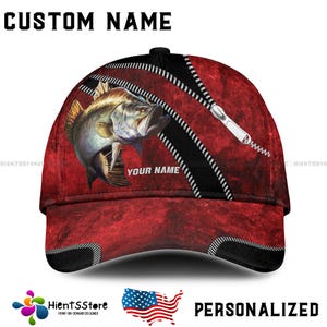Custom Name  Fishing Hat, Personalized Bass Fishing Cap, Outdoor Gear, Camo and Name Options, Perfect Fishing Gifts for Men, Trucker & Dad