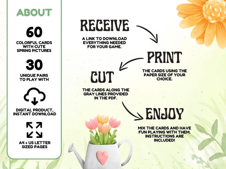 Printable Spring Memory Game, Fun Matching Pairs Activity for Kids ...