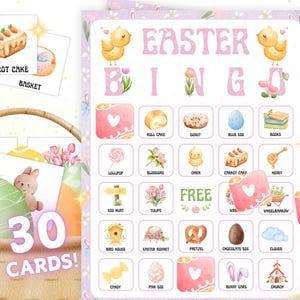 Bingo de Páscoa, 30 Cartões de Páscoa para Imprimir, Jogo de Festa de Páscoa para Crianças e Diversão em Família, Atividade de Páscoa, Download Instantâneo