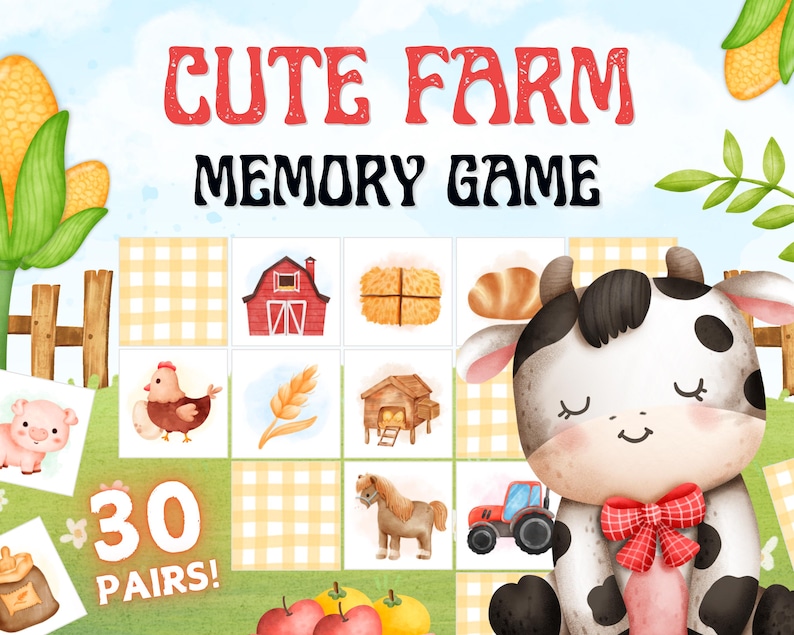 Printable Farm Memory Game – Fun Animal Matching Activity for Kids ...