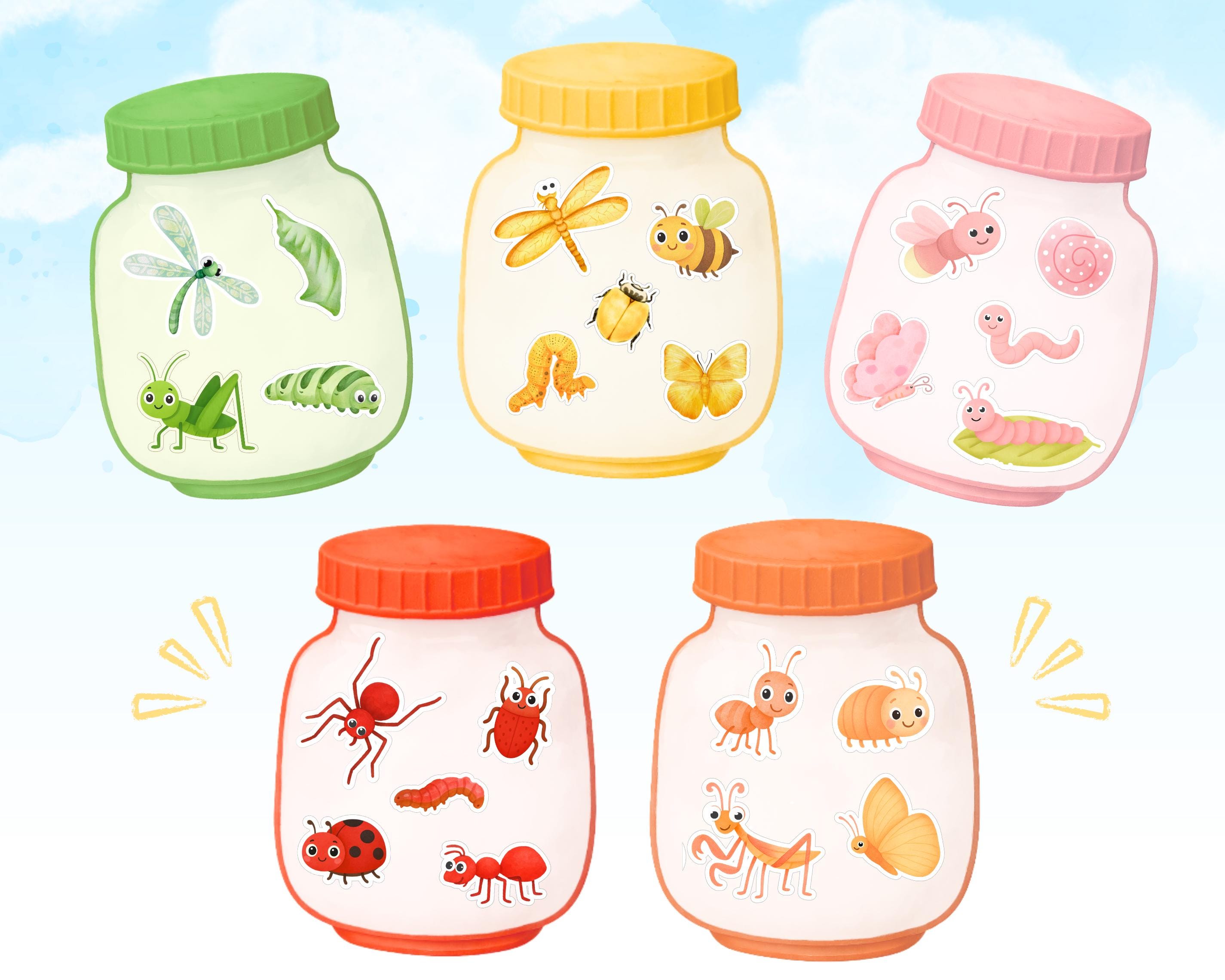 Bugs in Jars Color Sorting Activity: Preschool Learning Game (PDF ...