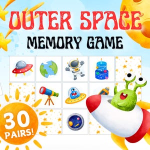 宇宙記憶ゲーム - 子供向けの惑星、ロケットマッチングアクティビティ（PDFダウンロード）